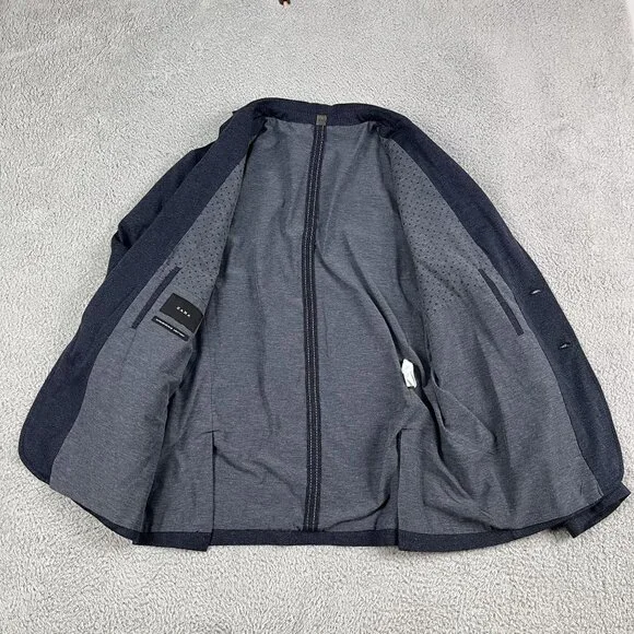 Zara Navy Two Button Lightweight Blazer / Sports Coat Sz 46R w/ elbow patches - Picture 5 of 6